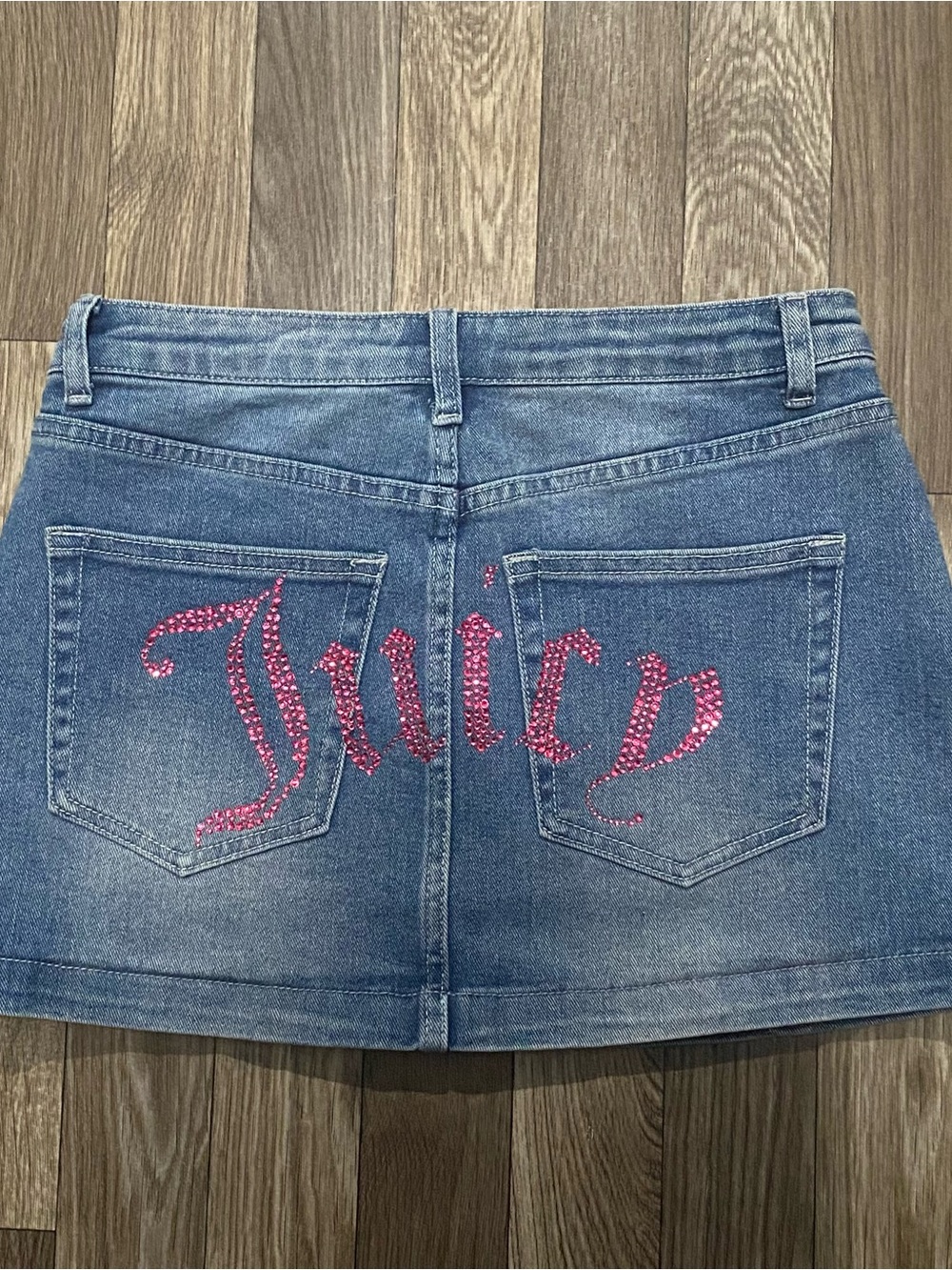 Juicy Couture Denim Pink Bling Mini Skirt